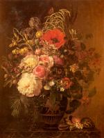 Johan Laurentz Jensen - A Still Life With Flowers In A Greek Vase